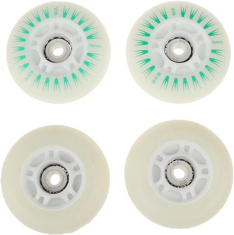 4pcs Flashing PU Wheels for Children Inline Skating - Faster, Safer, 72mm 76mm 80mm - Roller Skates Parts Set - Green, 76mm