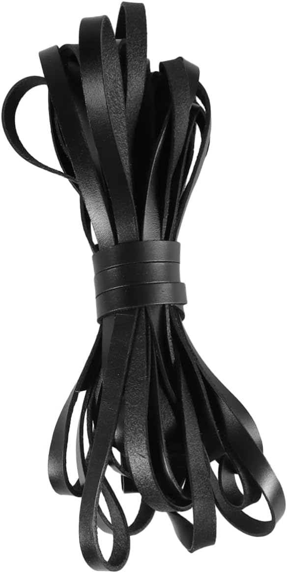 jojofuny Meters Black Cowhide Leather Cord for Jewelry Making Supplies Durable Flat Rope for Bracelets Necklaces Beading and Craft Projects Wide Thick