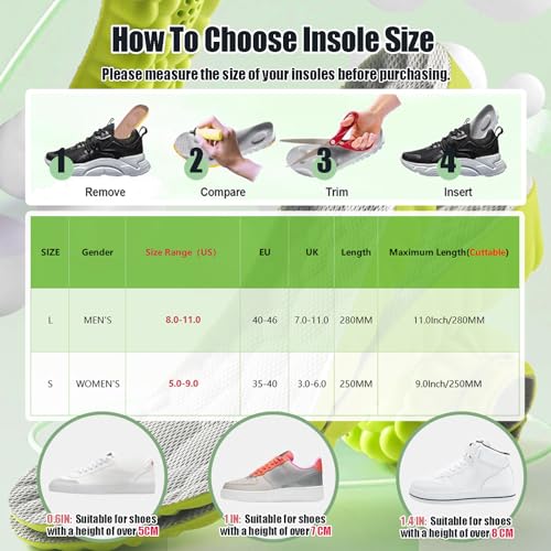 Image of Height Increase Insoles - 4D Cloud Tech Increase Insoles for Men and Wowen Soft Memory Foam Heel Lift Inserts (Black, 2.5CM Men: US 8-11)