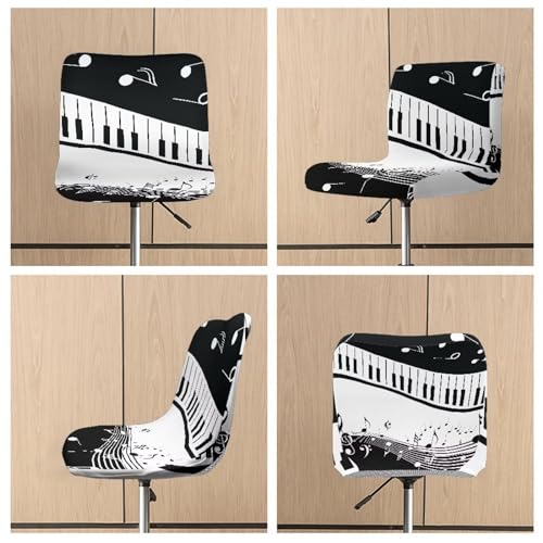 Image of Piano Music Bar Stool Covers with Backs Cushion Slipcover for Counter Set of 2 Waterproof Height Mid Low Back Chair Protector Easy to Install