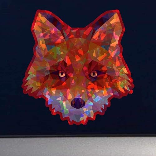 Miniatura 2 de Calcomanía de vinilo holográfico retro geométrico de baja poli  6 pulgadas, vinilo holográfico retro a todo color para uso en interiores o