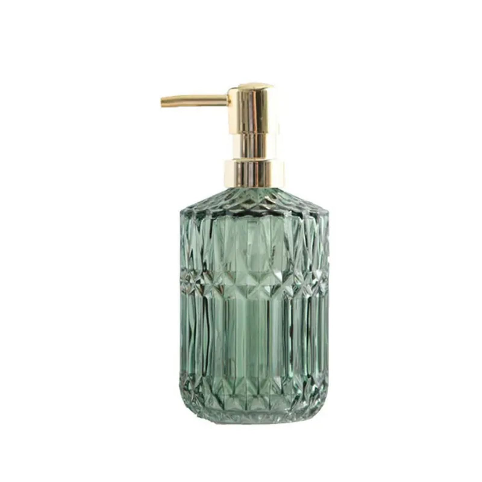 13.5oz Portable Glass Soap Dispenser Clear Refillable, Manual Countertop for Shampoo Body Wash, Kitchen(Gr�n)