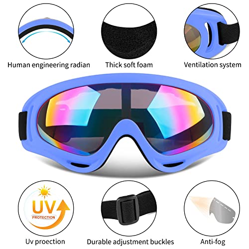 Image of COOLOO Ski Goggles, 2 Pack Snow Goggles Snowboard Goggles for Men Women Kids - UV Protection Foam Anti-Scratch Dustproof