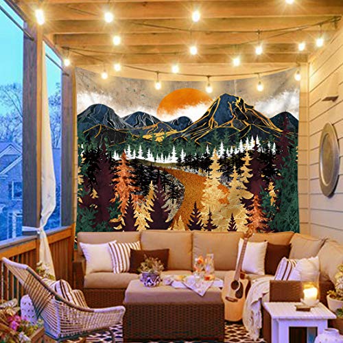 Kernorv Mountain Sun Forest Tree Tapestry Wall Hanging Mandala Bohemian Nature Landscape Art Wall Tapestry For Living Room Bedroom Dorm Home Decor (59” X 78.7”) #TOP2