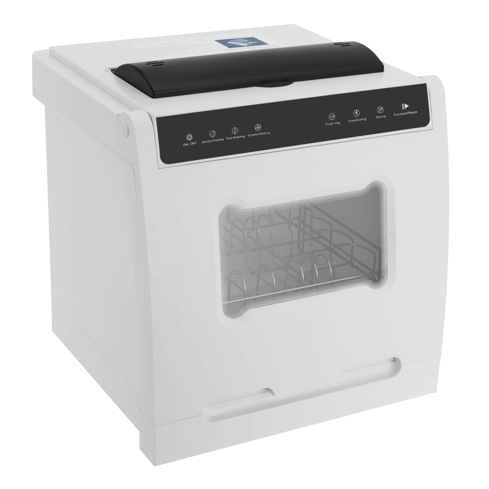Lavastoviglie Portatile Da Banco Con Quattro Modalità Di Lavaggio, Lavaggio Standard, Rapido, Estremo E Frutta E Verdura, 360° Doppia Vaporizzazione, Mini, Bianco