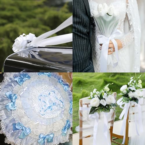 Image of Ivory Satin Ribbon 4 inch X 15 Yards Polyester Ribbon for Gift Wrapping Very Suitable for Weddings Party Hair Bow Invitation Decorations and More