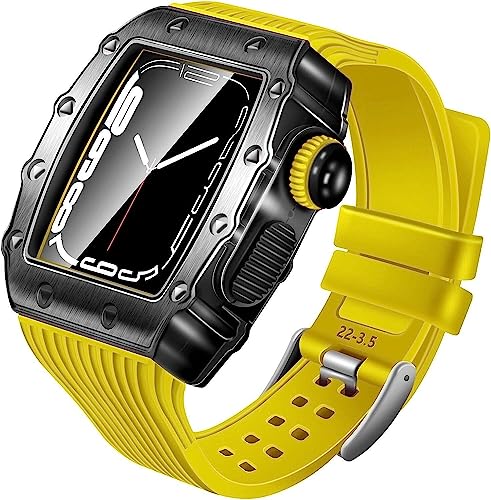 Cadre métal Apple Watch 8 bracelet silicone sport de luxe et robuste