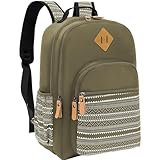 Leaper Geometric Backpack for School Laptop Backpack for Men Women Water-resistant Bookbags Travel Backpack Girls Army Green