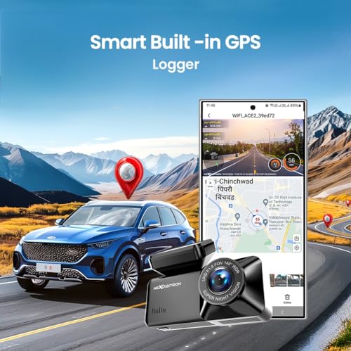 Image of NEXDIGITRON ACE 3 Dual Dashcam with in-Built GPS Logger, Native 2.5K Front & FHD Rear, Made in India, Super-Capacitor, Wide Angle Lens, G-Sensor, WiFi, Parking Mode, Upto 256GB Supported
