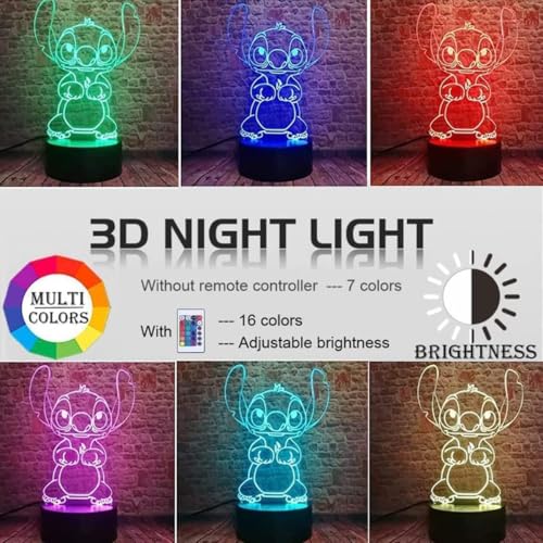 Veilleuse 3D LED Stitch 16 couleurs télécommande LOUHH
