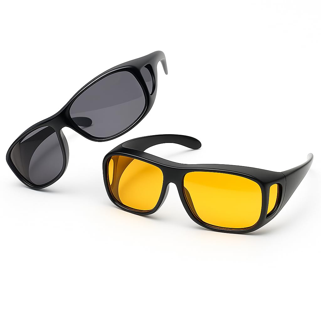 HD Vision Wrap Arounds Sunglasses Night Driving Glasses Anti Glare Polarised Euro Style Design Advanced HD Lens Technology for Men Women Goggles-image-16