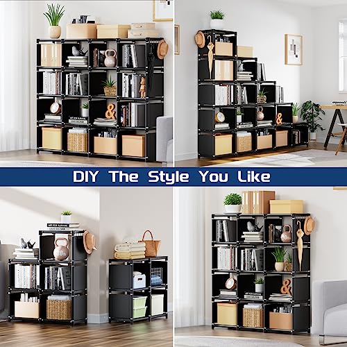 Mavivegue Bookshelf,16 Cube Storage Organizer,Book Shelf Organizer,Tall Bookcase Shelf,Black Cube Shelf Cubbies Closet Storage Organizer Shelves For Bedroom,Living Room,Home,Office #TOP1