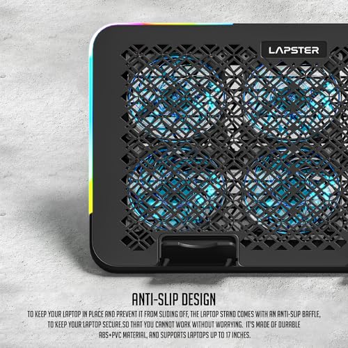 Lapster Chillpro Frost Laptop Cooling Pad with 6 Cooling Fans, 5-Level Angle & Height Adjustable, RGB Light Modes, Mobile Stand, USB Powered, for... - Image 5