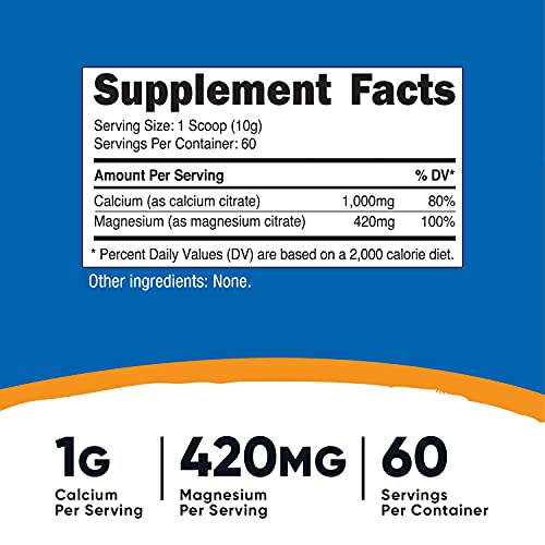 Nutricost Calcium Magnesium Powder 60 Servings - Bone Support, Non-Gmo, Gluten Free (From Calcium Citrate And Magnesium Citrate) (Unflavored) #TOP1