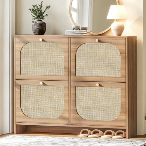 Nicetree Arched Rattan Flip-Drawer Cabinet