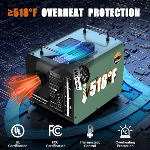 Diesel Heater 8KW 12V/24V/110V, 1.6Gal Diesel Air Heater with LCD Switch, Remote Control for Campers, Car, RV Truck, Boat, Campervans, Caravans, Green (Military Green)