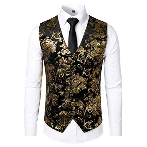 Colete masculino dourado colete colete masculino colete de casamento sem mangas slim fit floral masc