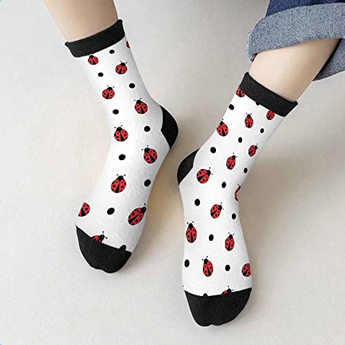 Red Ladybird Crew Socks for Woman Size 6-8 Polka Dots Natural Life Lovely Girls Socks3