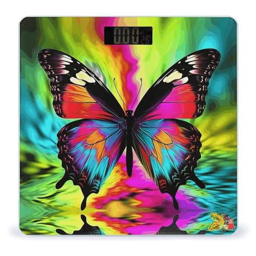 Báscula digital Colorful Butterfly para baño con vidrio templado miniatura 1