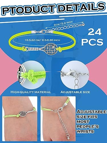Crowye 24 Pcs Tennis Bracelet Jewelry for Women Adjustable Braided Wax Rope Tennis Racket Charm Bracelet Gifts for Women Men Teams Players Birthday Friendship3