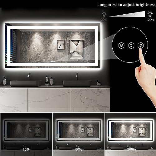 LOAAO 84"X40" LED Bathroom Mirror with Lights, Anti-Fog, Dimmable, Backlit + Front Lit, Lighted Bathroom Vanity Mirror for Wall, Memory Function, Tempered Glass, Shatter-Proof, ETL Listed