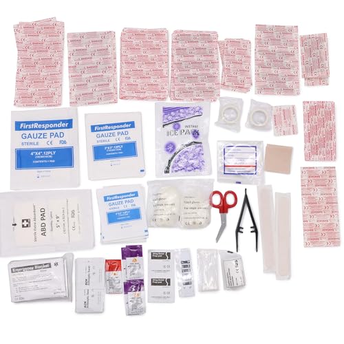 Image of DMI 298-Piece Complete Emergency First Aid Kit, Treats Pain, Swelling, Cuts, Scrapes & Burns, Complete First Aid Guide Included, Clear Pocket Organization, Durable Zippered Travel Bag