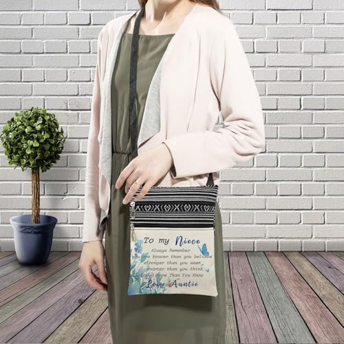 To My Niece Messenger Bag Small Ethnic Pattern Adjustable Strap Crossbody Zipper Bag Inspirational Phone Bag Wallet Shoulder Handbag Present from Auntie for Nieces Women3