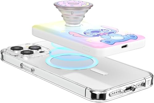 Miniatura 3 de PopSockets PowerPack para MagSafe, cargador de teléfono portátil, cargador portátil inalámbrico magnético, 5000 mAh - Stitch Snack Attack Negro