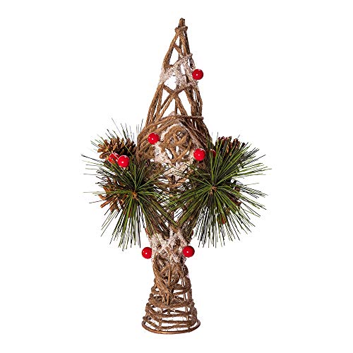 Kurt Adler 11-Inch Natural Star With Pinecones Treetop #TOP3