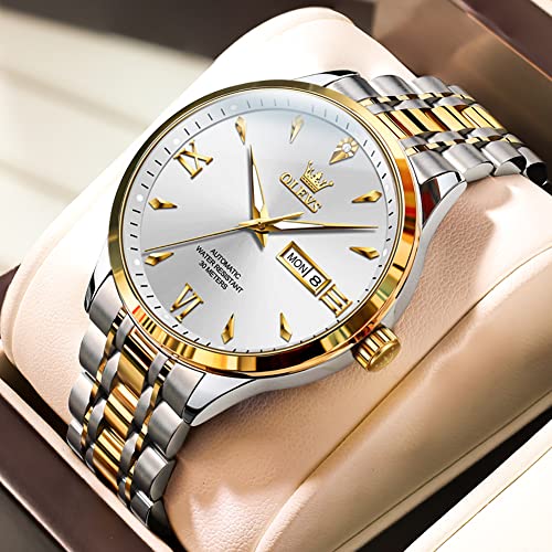 Image of OLEVS Automatic Mens Watches Self Winding Mechanical Business Luxury Dress Wrist Watch Stainless Steel Waterproof Luminous Day Date