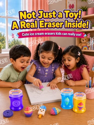 Image of HOTKEI Frosty Fun Slime for Kids 3 to 10 Years Stretchable Slime with Surprise Cute Frosty Fun Eraser Inside Soft Non-Sticky DIY Slimy Fun Toy Birthday & Return Gift for Kids Girls & Boys Pack of 4