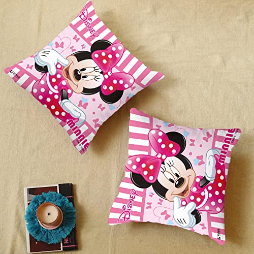Image of Heart Home Disney Minnie Print Cushion Cover|Sofa Cushion Covers|Cushion Covers 16 inch x 16 inch|Cushion Cover Set of 5 (Pink)