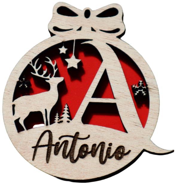 Bolas de Navidad de Madera Personalizada con Nombre. Adornos navideños. Ornamento, decoración para el árbol de Navidad.
