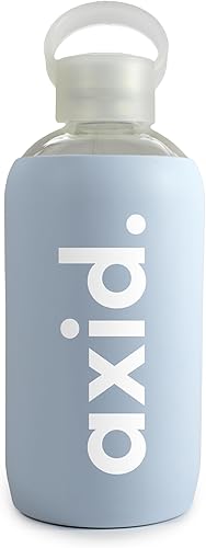 Sorority Shop Alpha Xi Delta - Botella de agua de vidrio con funda de silicona, botella de agua de vidrio de 16 onzas, botella de agua de vidrio