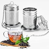 Jeenek Teesieb für Losen Tee,2 Stück Teeei für Losen Tee mit Deckel und Abtropfschale Feinmaschiger Teefilter mit Kette für Teekannen, Tassen, Teeflaschen