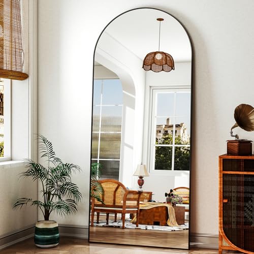 71"x30" Extra Large Arched Full Length Mirror - Leaning Mirror Arch Wall-Mounted Mirrors - Aluminum Alloy Frame Modern Simple Home Decor - for Living Room Bedroom Cloakroom, Black