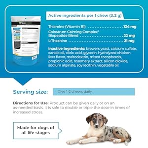 VetriScience Composure Calming Chews for Dogs – Clinically Proven Dog Anxiety Relief Supplement with Colostrum, L-Theanine & Vitamin B1 for Stress, Storms, Separation & More – 60 Count, Chicken Flavor