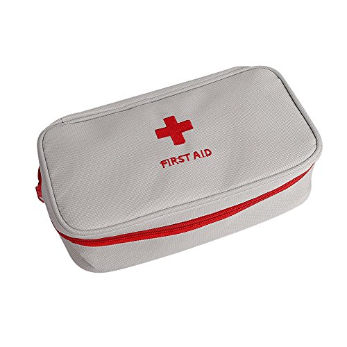 Image of Portable First Aid Bag Medical Carrying Handbag with Compartment Empty Zipper Emergency Pouch for Home Travel Camp Hiking Small Medicine Packet Organizer Kit with Handle Survival Storage Case 1 Pack