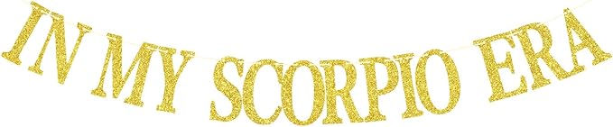 In My Scorpio Era Banner, Scorpio Birthday Sign, Scorpio Season, 12 Constellation Zodiac Horoscope Astrology Birthday Party Decorations (Gold)