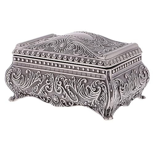 Boîte à bijoux rectangulaire antique aux sculptures de fleurs ciselées pour écrin d'exception - 2
