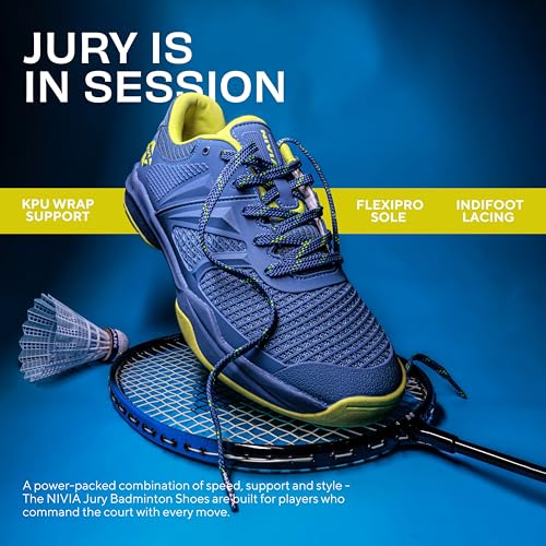 Image of Nivia Jury Badminton Shoes for Men, Air Mesh & PU Upper, TPU Shank Plate Outsole, Ortholite Foam Insock, Designed for Serious Badminton Players