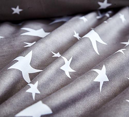Bedding Duvet Cover Set 3-pieces Twin Size Microfiber, White And Grey Stars Stripes Prints Floral Patterns Design,Without Comforter (Twin, (1Duvet Cover+2Pillowcases)#05)