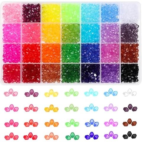 Paxcoo 1960Pcs Crystal Beads for Jewelry Making, Small Crystal Acrylic Beads Faceted Jewelry Beads Bicone Gem Beads Jewel for Jewelry Making Cover