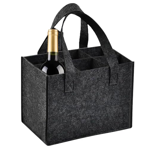 lomdung Bottiglia 6 Compartimenti, Borsa Porta Bottiglie Acqua, Portabottiglie Pieghevole, Buste Porta Bottiglie d'Acqua Riutilizzabile, per 6 Bottle de Acqua o vino Olio(25x18x16 CM)