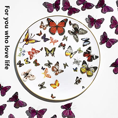 Kbdsd Bone China Plate, Nordic Style 6.5" Butterfly Gold Edge Plate Dessert Plate Ceramic Plate, Household Cutlery Set, Microwave Oven Dishwasher Safe ( Size : Set Of 4 ) #TOP4