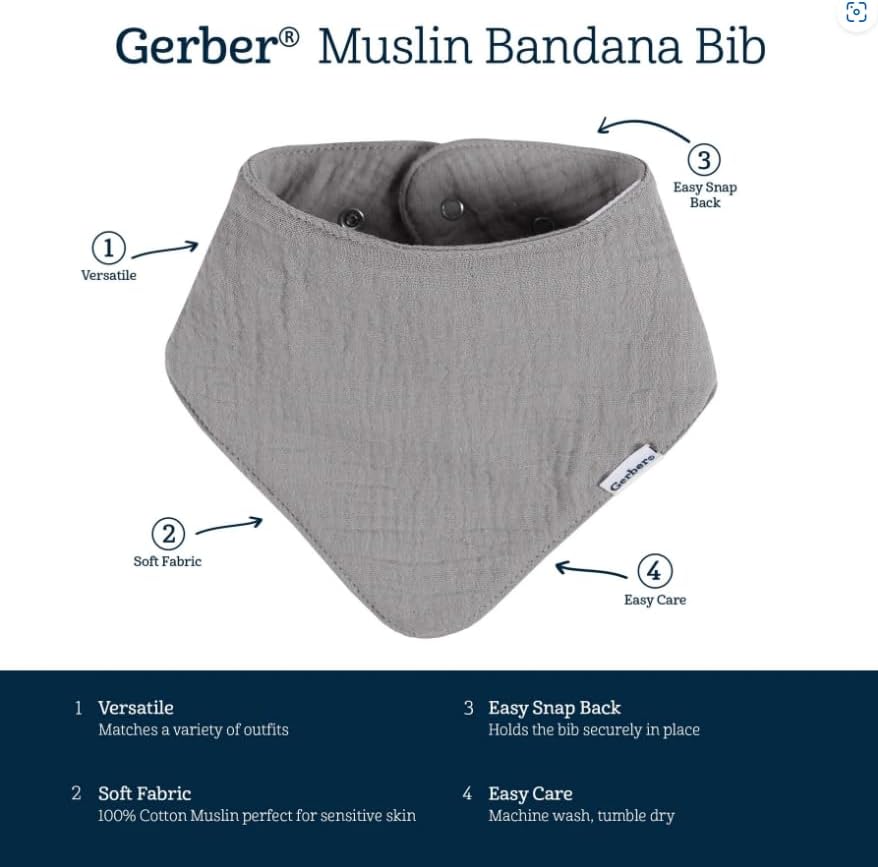 Gerber unisex-baby Muslin Bandana Bibs - Image 6