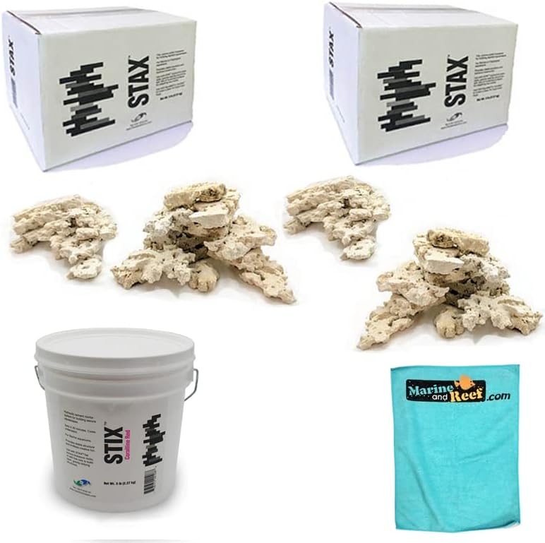 Two Little Fishies Two STAX Rock (20 lb Each) Stix Cement, & Towel Bundle (4 Items)