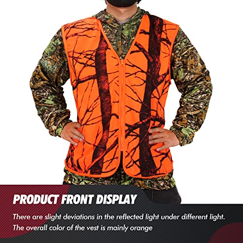 Blaze Orange Camo Hunting Vest, Lightweight, Zipper Closure4