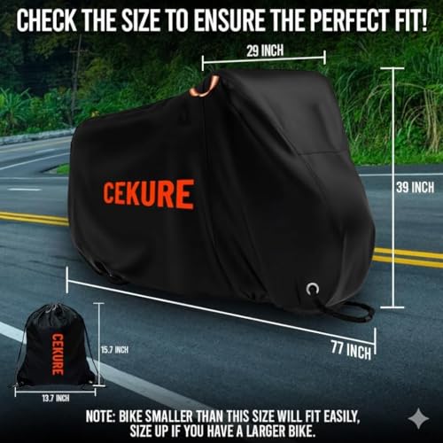CEKURE BC-Stationary-12 Funda para Bicicleta Impermeable Exterior, Heavy Duty 210D Oxford miniatura 2
