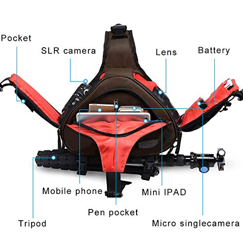 Caden wasserdichte Kameratasche Sling Rucksack klein mit Regenschutz und Stativhalterung für DSLR spiegellose Kameras… – Bild 3